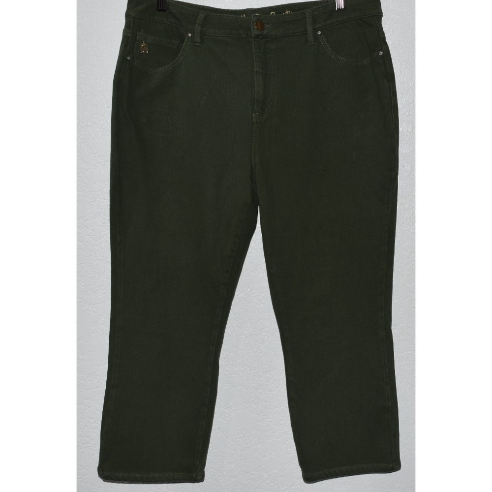 Belle Kim Gravel 18W Stretch Capri Pants Loden Believe In Your Own Beauty Pocket